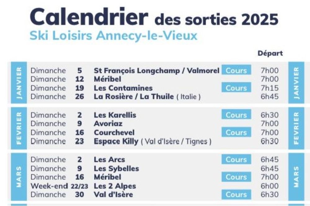 Calendrier  2025